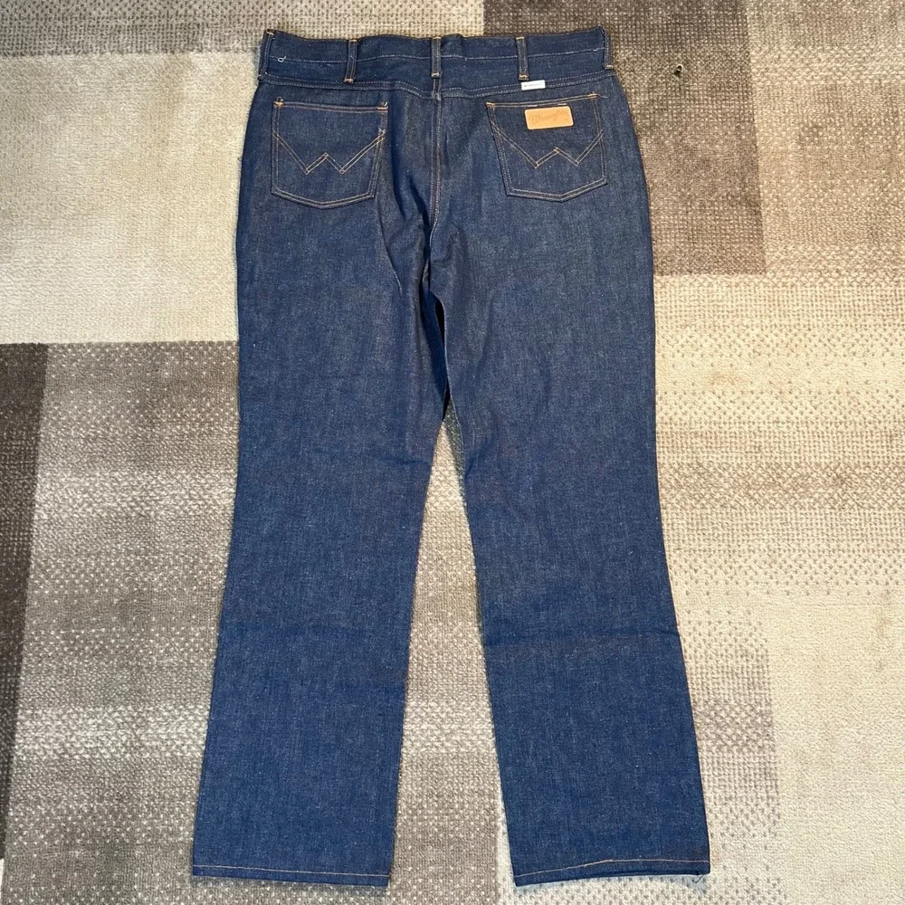 Vintage Wrangler No Fault Jeans Mens 38x32 70s USA Made Dark Wash Indigo Denim